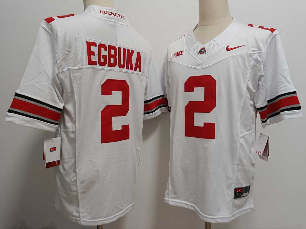 Men%27s Ohio State Buckeyes #2 Emeka Egbuka White FUSE College Stitched Jersey